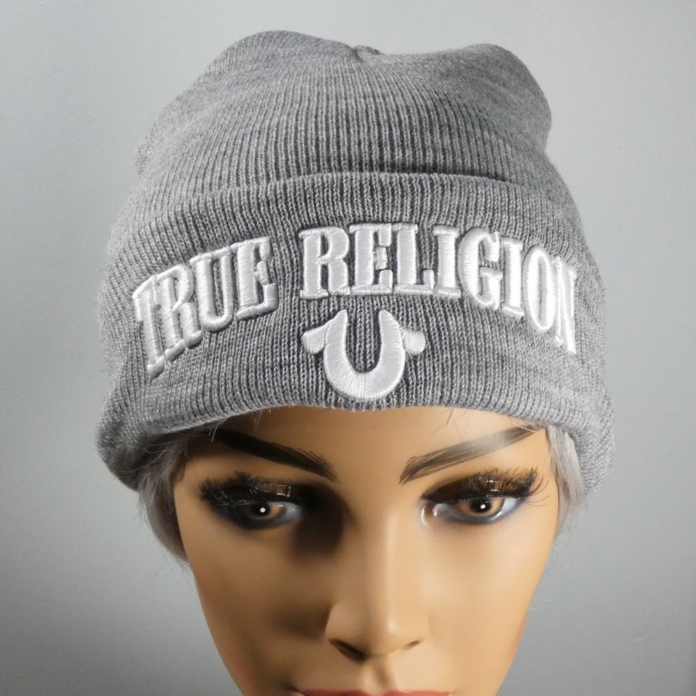True Religion Gray Knit Cap Watchman Beanie